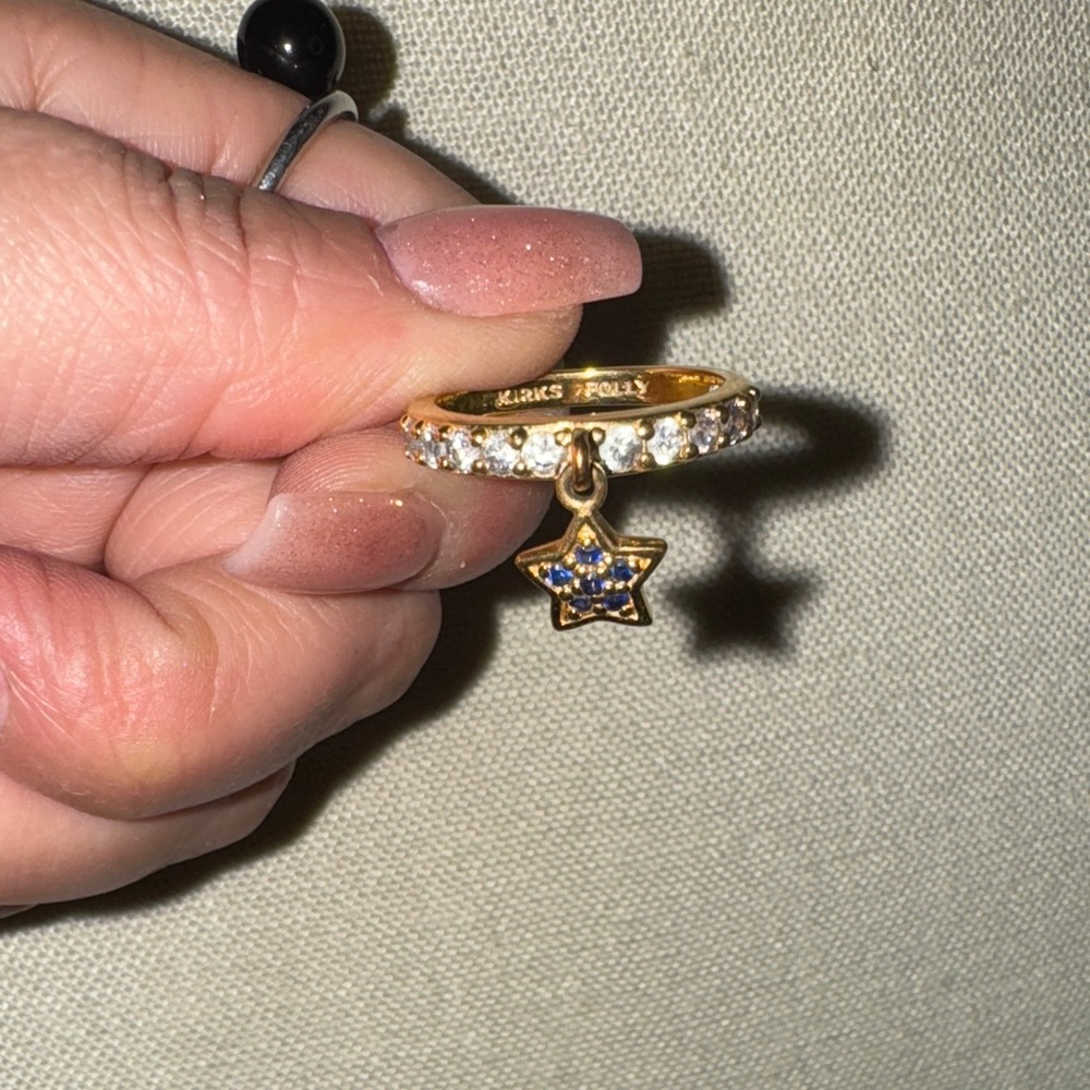 Kirks Folly Gold Plated Ring with Blue Star Charm